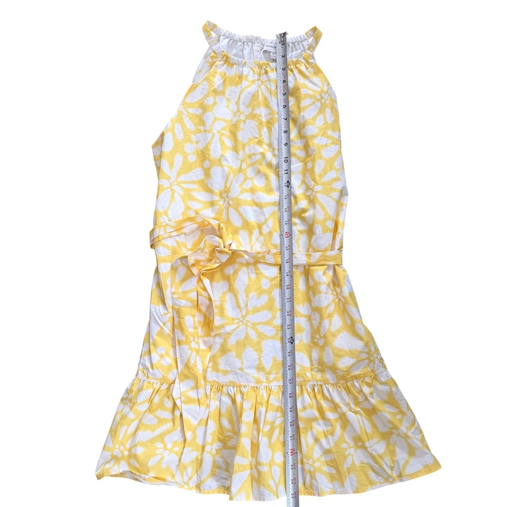 Banana Republic Poplin Floral Halter Dress M Yellow White Ruffle Pockets Coastal - Picture 12 of 13